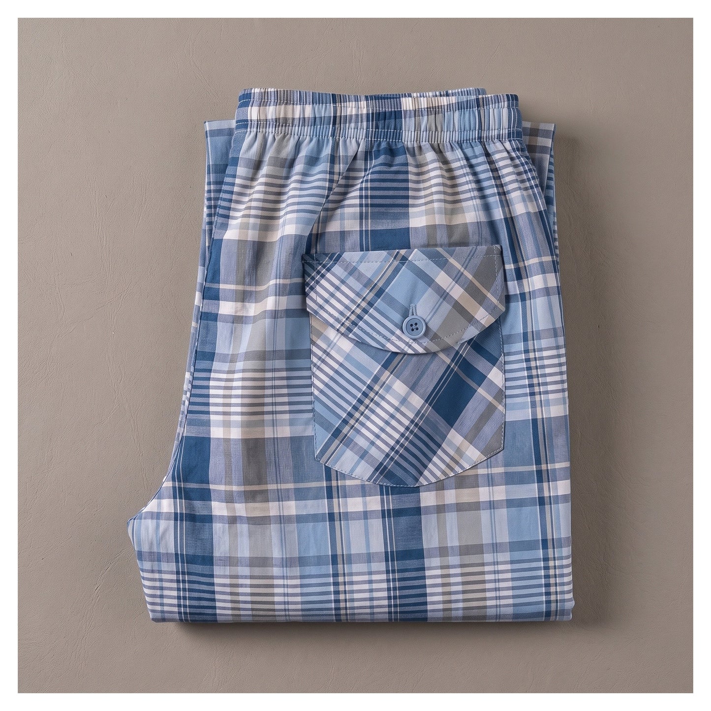 Basix Men's Trouser Broad Plaid Checkered light & Dark Blue MT-953