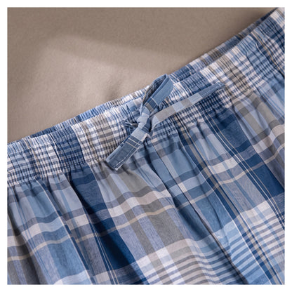 Basix Men's Trouser Broad Plaid Checkered light & Dark Blue MT-953