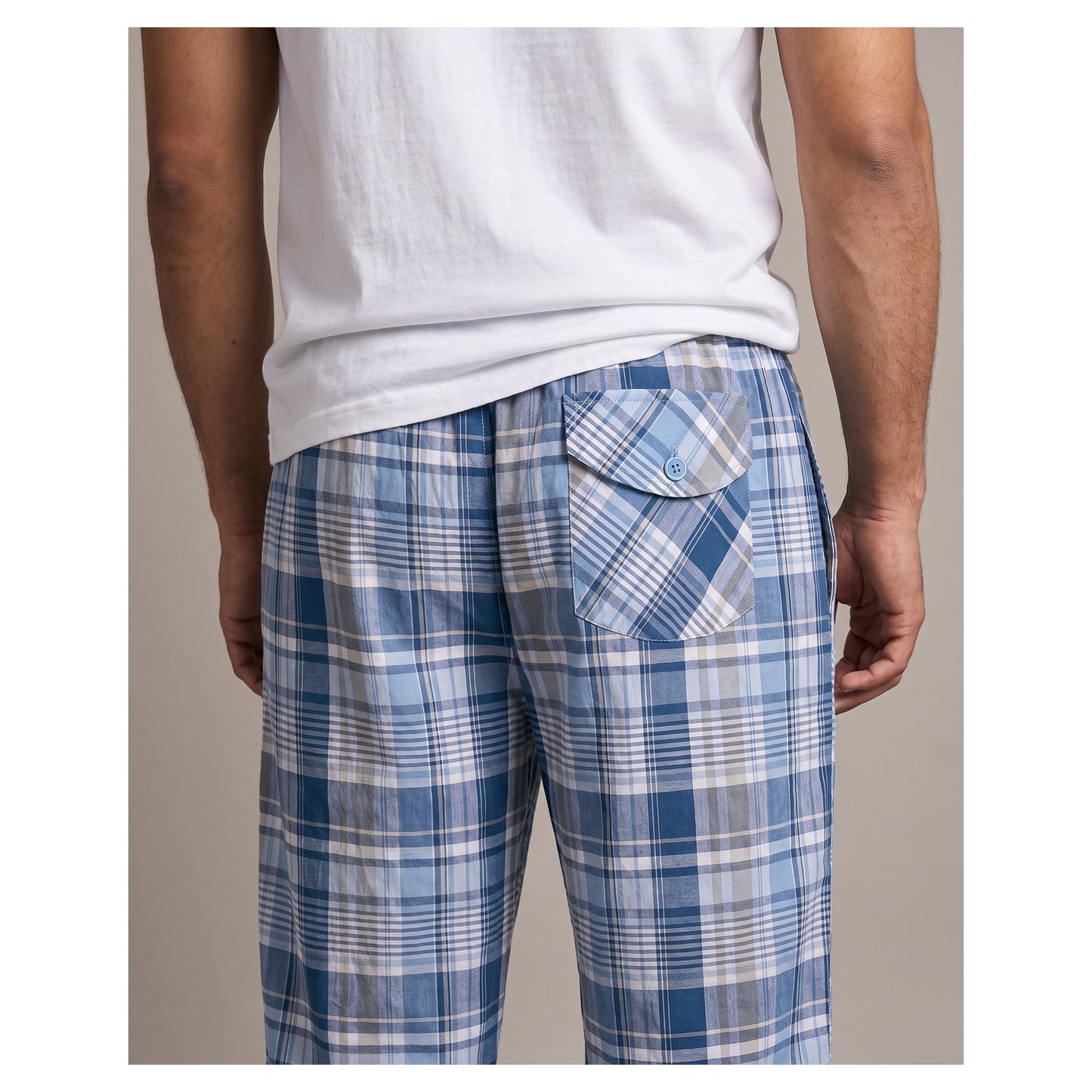 Basix Men's Trouser Broad Plaid Checkered light & Dark Blue MT-953