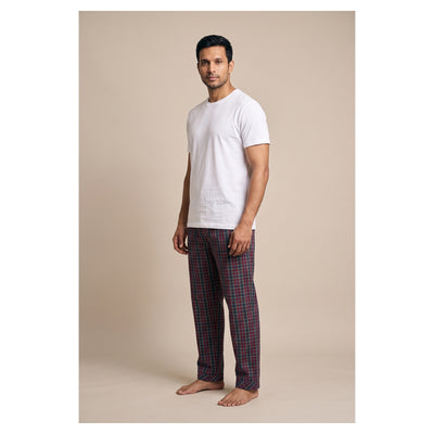 Basix Men's Checkered Trouser Black & Red Multi Colored MT-954