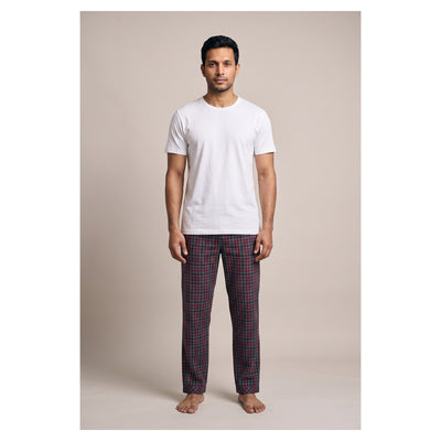 Basix Men's Checkered Trouser Black & Red Multi Colored MT-954