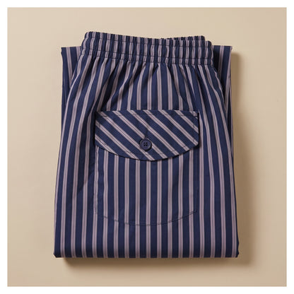 Basix Men's Stripes Trouser Mid Night Blue & Beige MT-955