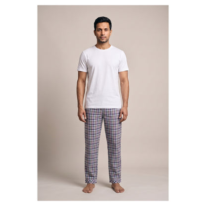Basix Men's Checkered Trouser Multi Colored Grey Green & Charcoal MT-956