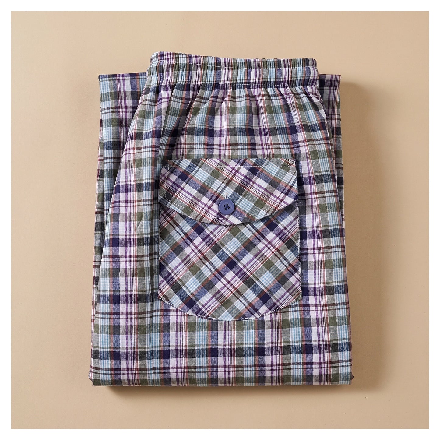 Basix Men's Checkered Trouser Multi Colored Grey Green & Charcoal MT-956