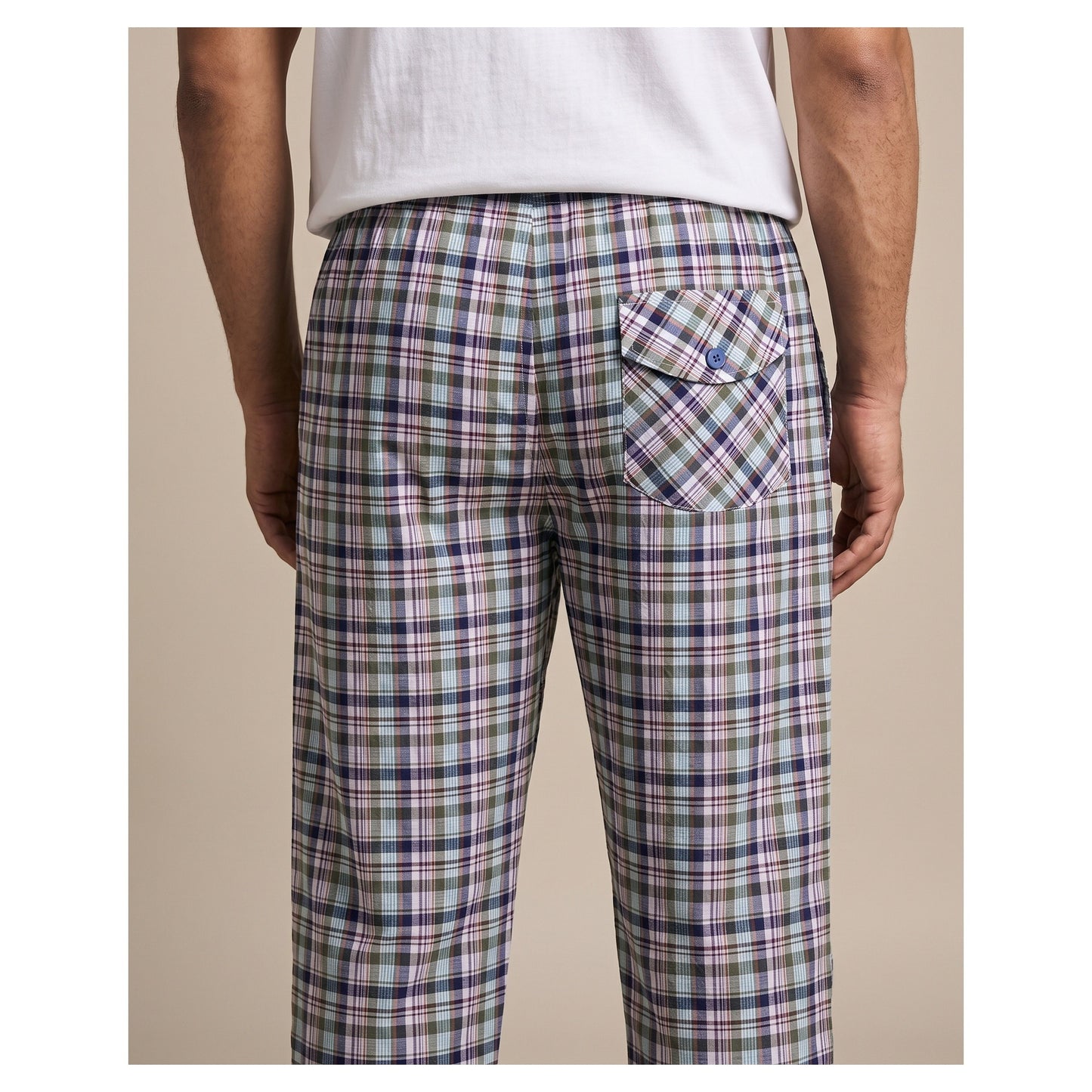 Basix Men's Checkered Trouser Multi Colored Grey Green & Charcoal MT-956