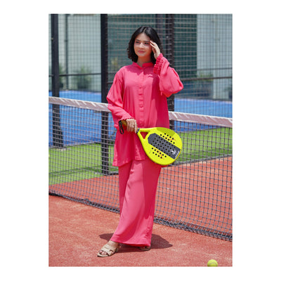 Basix Women's Peach Co-ord Set Dress, Frill Cuff & Bell Bottom Trouser, CORD-103