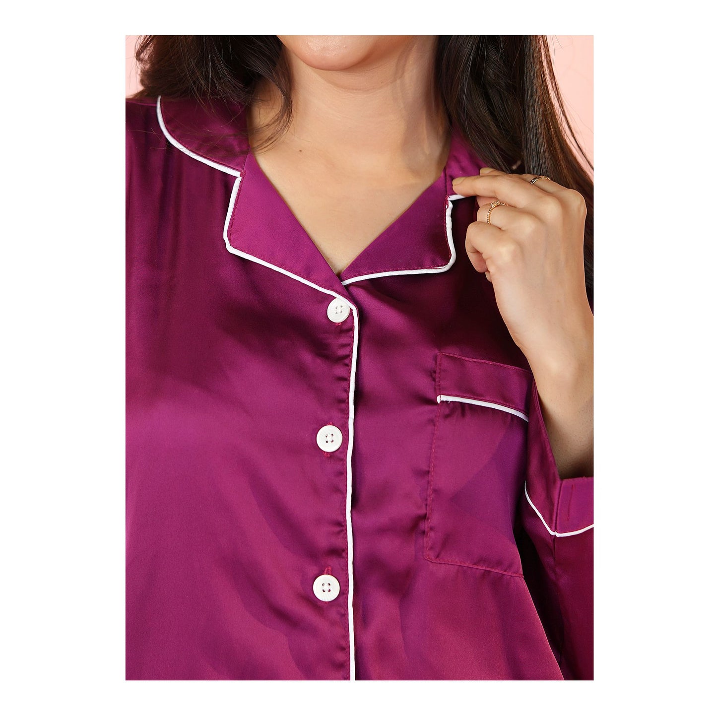 Basix Women's Silk Shirt &amp; Trouser 2 Piece Suit, Purple, SW-133