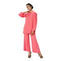 Basix Women's Peach Co-ord Set Dress  Frill Cuff & Bell Bottom Trouser  CORD-103
