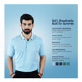 Basix Men's Cotton Polo T-Shirt, Sky Blue