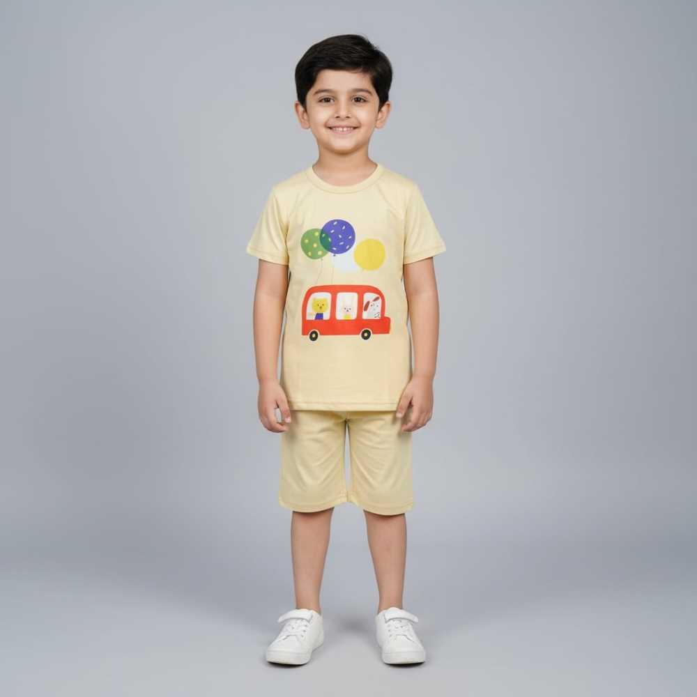Basix Boys Night Suit, Crew Neck T-Shirt & Trouser, 5996