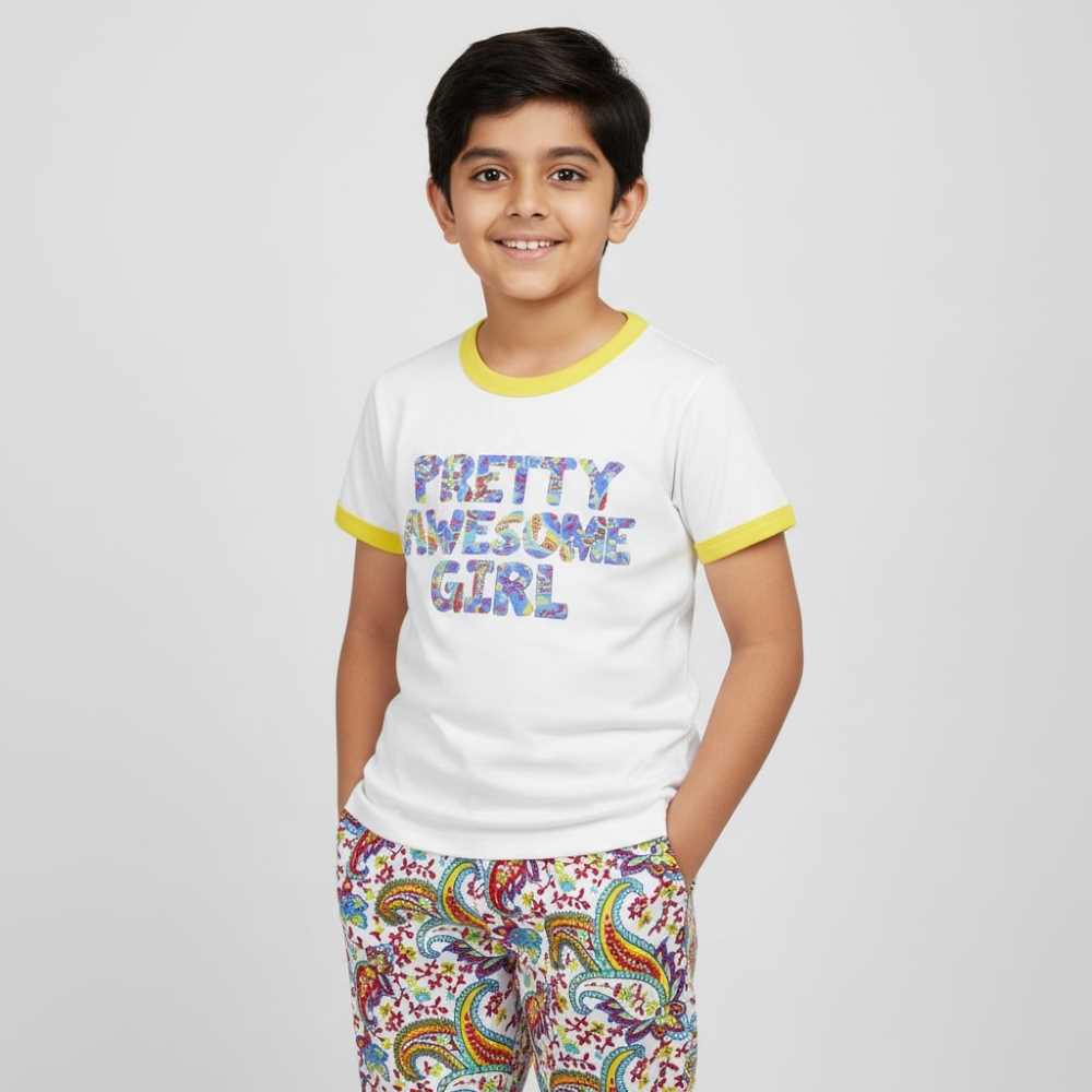 Basix Boys Paisley Play Night Suit (With Crew Neck T-Shirt)  2732