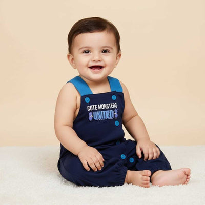 Basix Infant Monster At A Party Cross Button Dungaree  2647