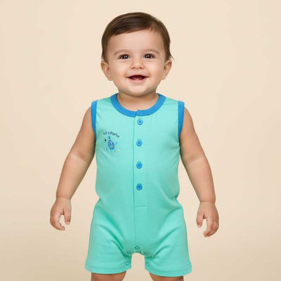 Basix Infant Monster At A Party Sleeve Less Polo Romper  2645