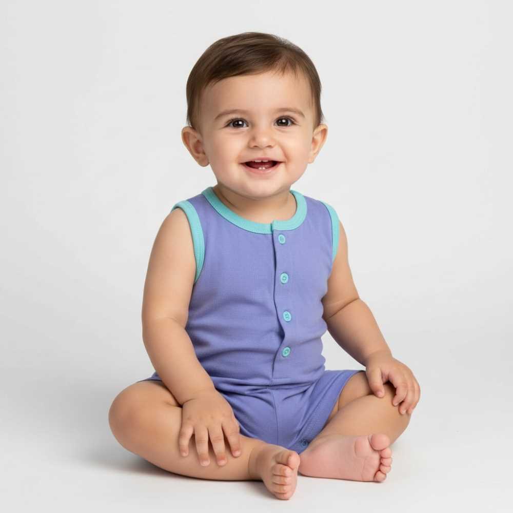 Basix Infant Monster At A Party Sleeve Less Polo Romper  2646