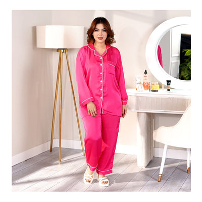 Basix Women's Silk Loungewear  2-Piece  Hot Pink  SW-117