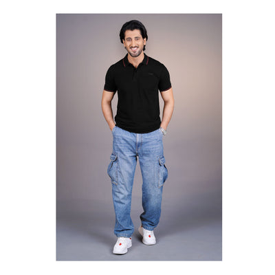 Basix Men's Cotton Polo T-Shirt  Black