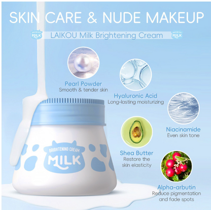 Laikou Milk Brightening Cream, Hyaluronic Acid & Niacinamide, For Non-Allergic Skin, 55g, LK91965D