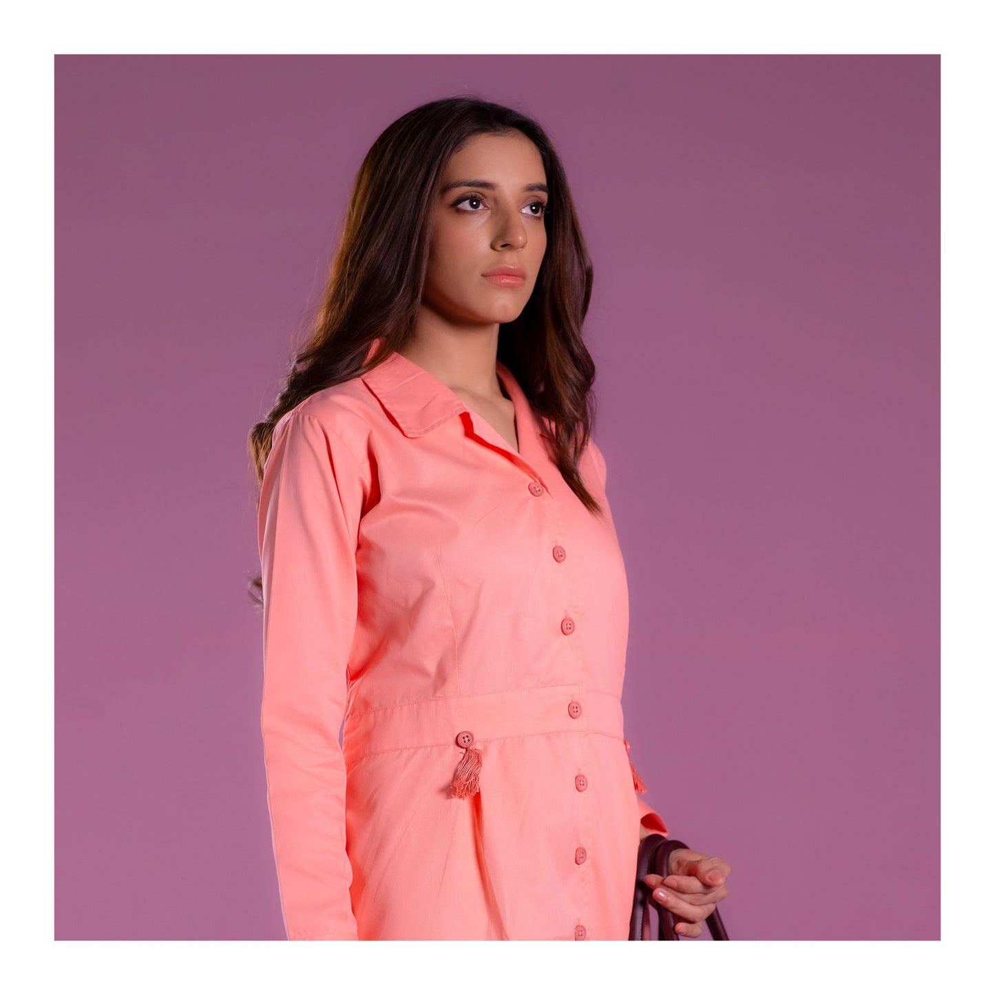 Basix Women's Cotton Button Shirt Carnation Pink, WS-554