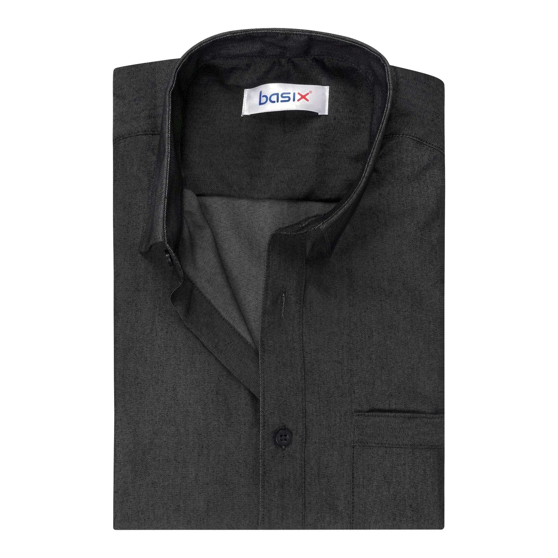 Basix Men's Textured Fabric Ash Black, MFS-101