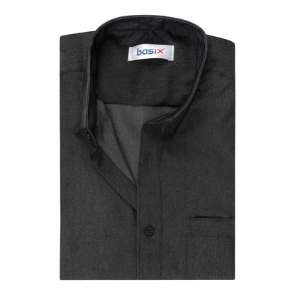 Basix Men's Textured Fabric Ash Black, MFS-101