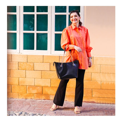 Basix Ladies Western Classic Orange Shirt, LWS-23