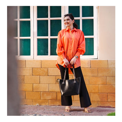 Basix Ladies Western Classic Orange Shirt, LWS-23