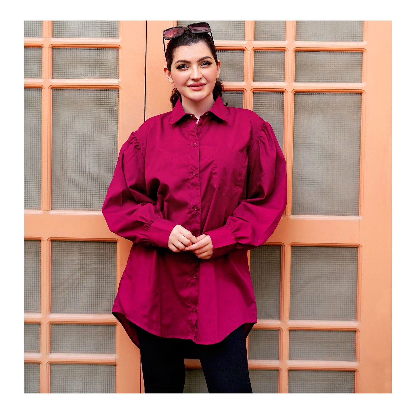 Basix Ladies Western Classic Maroon Shirt  LWS-24