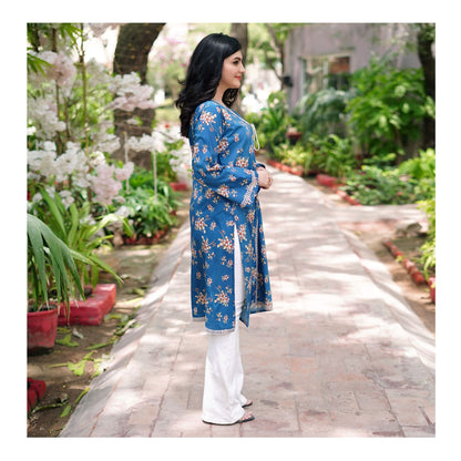 Basix Angrakha Long Cambric Shirt With Tassle & Lace, CAS-510