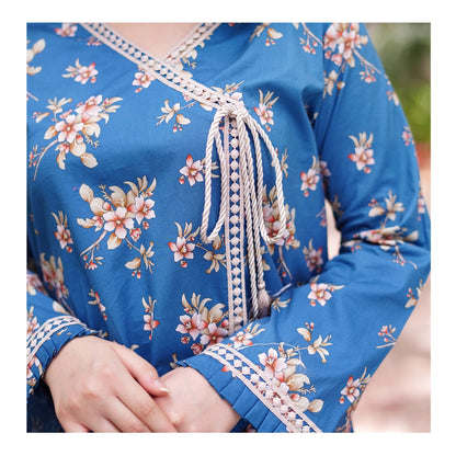Basix Angrakha Long Cambric Shirt With Tassle & Lace, CAS-510
