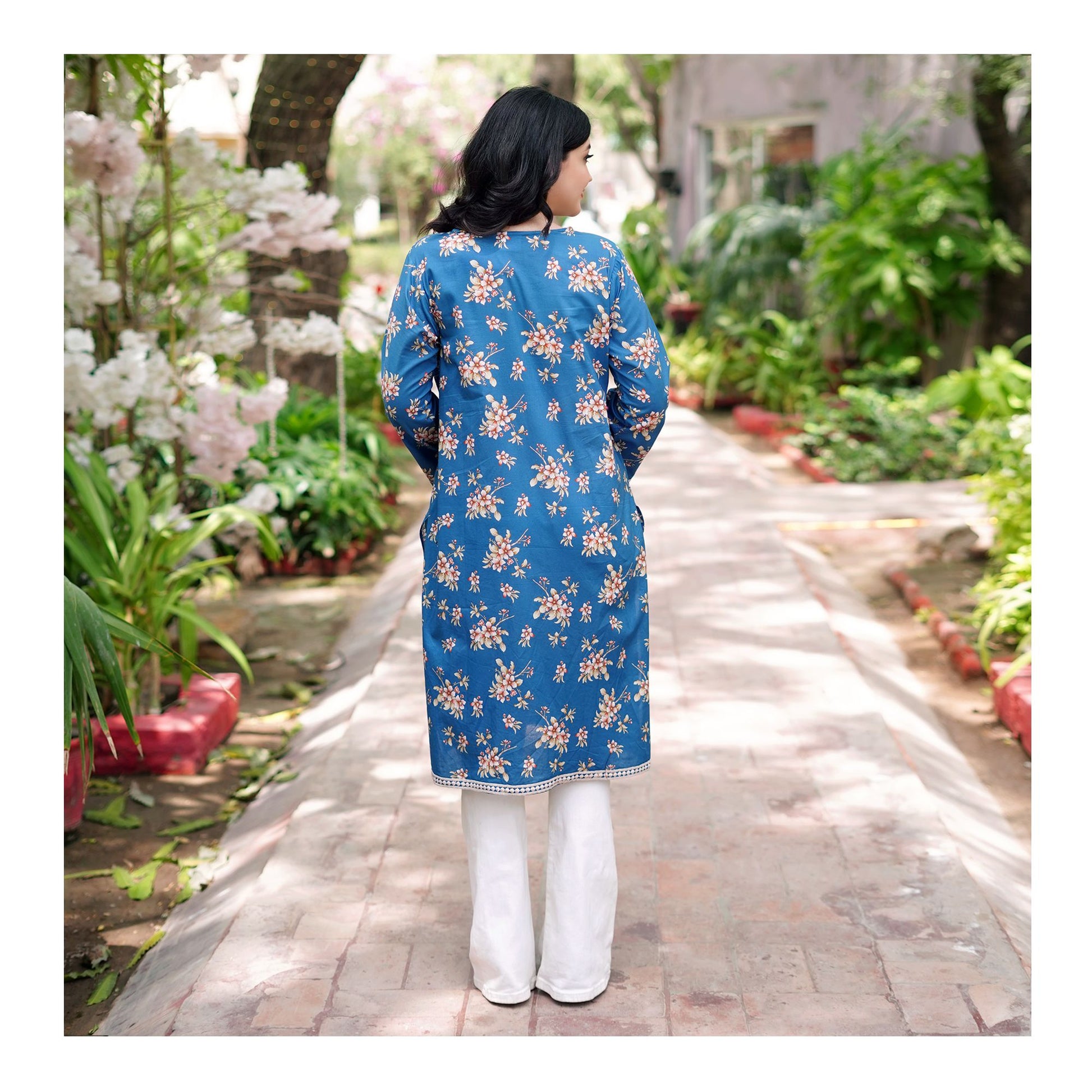 Basix Angrakha Long Cambric Shirt With Tassle & Lace, CAS-510