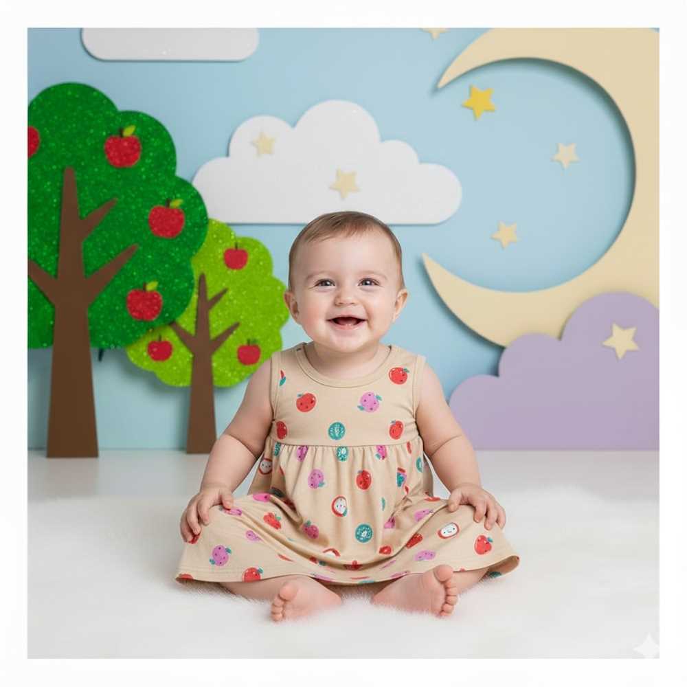 Basix Infant Apple Of My Eye Sleeve Less Frock  2627
