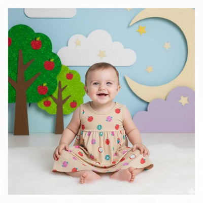 Basix Infant Apple Of My Eye Sleeve Less Frock  2627