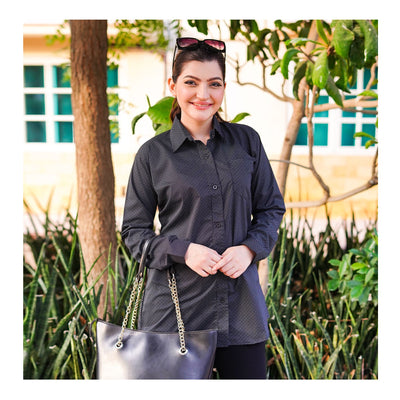Basix Women's Galaxy Blended Cotton Western Shirt, Midnight Black, LWS-29
