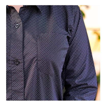 Basix Women's Galaxy Blended Cotton Western Shirt, Midnight Black, LWS-29