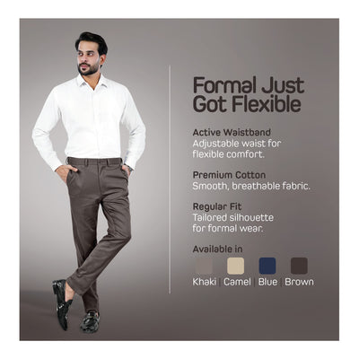 Basix Regular Fit Cotton Formal Dress Pant, Brown