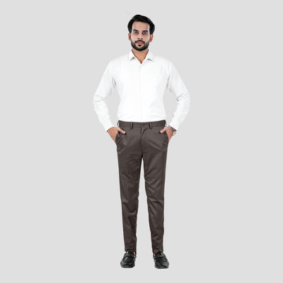 Basix Regular Fit Cotton Formal Dress Pant, Brown