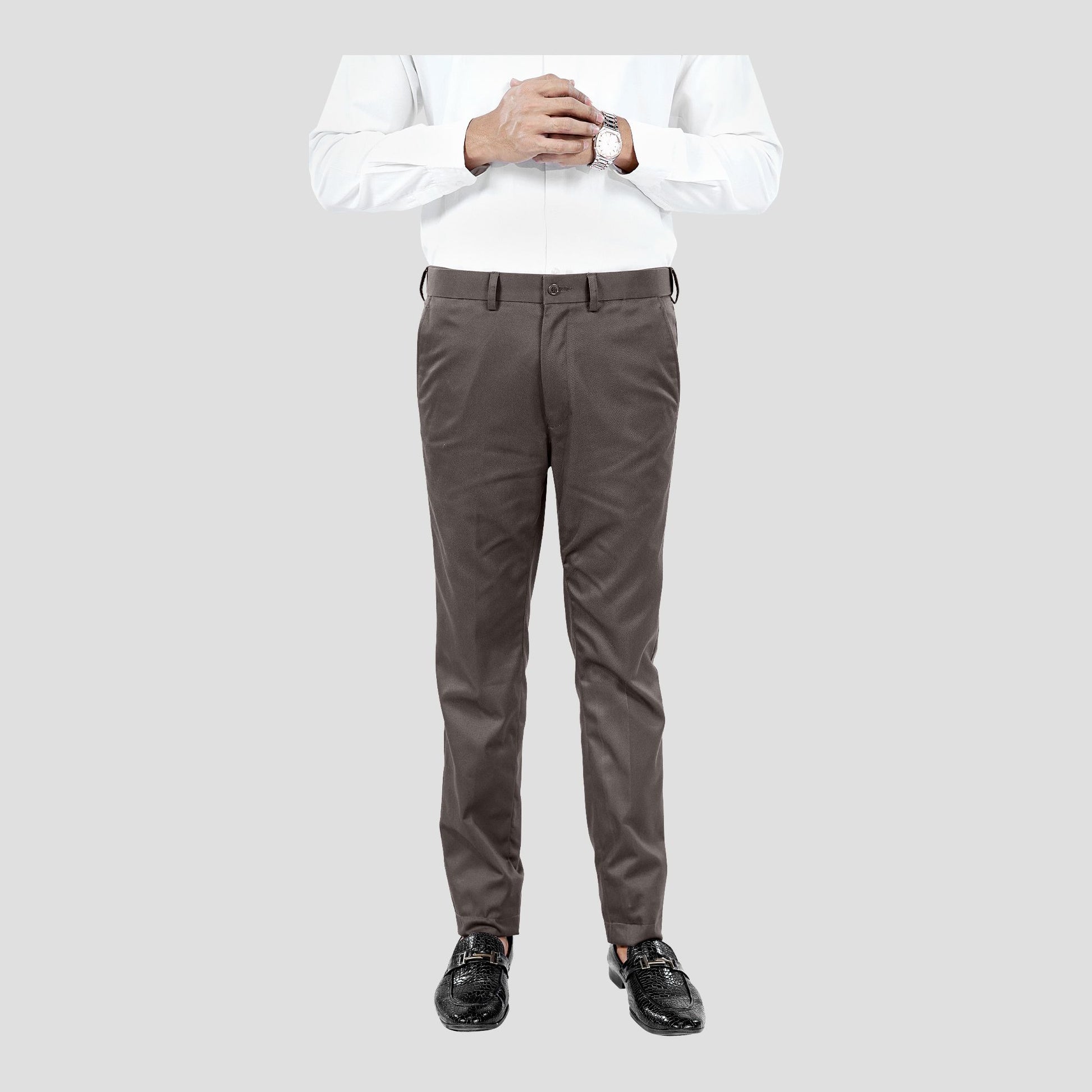 Basix Regular Fit Cotton Formal Dress Pant, Brown