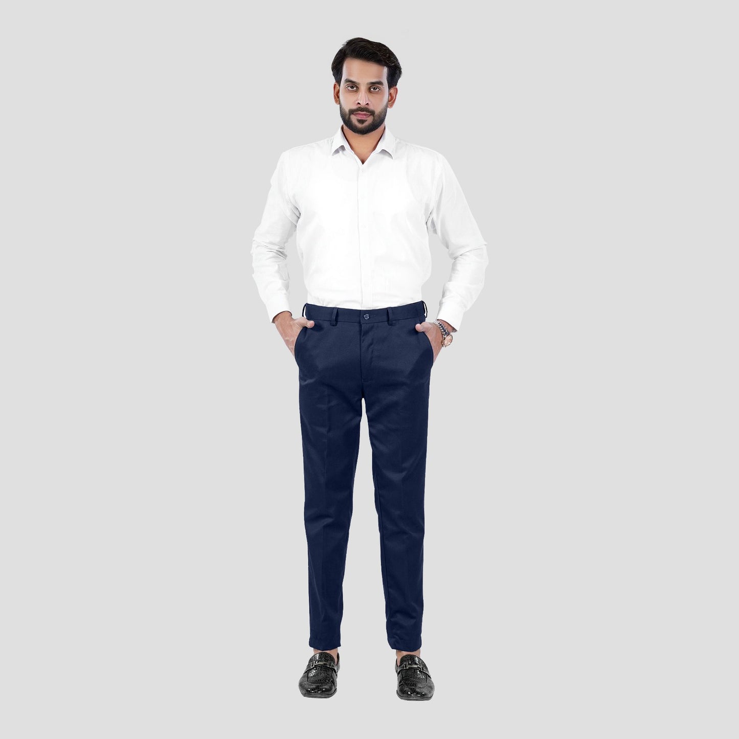 Basix Regular Fit Cotton Formal Dress Pant, Blue