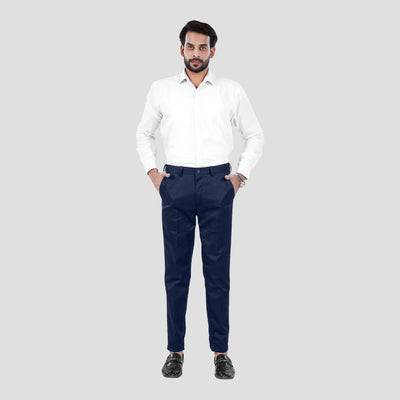 Basix Regular Fit Cotton Formal Dress Pant, Blue