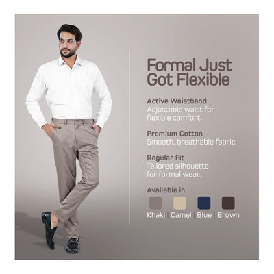 Basix Regular Fit Cotton Formal Dress Pant  Camel