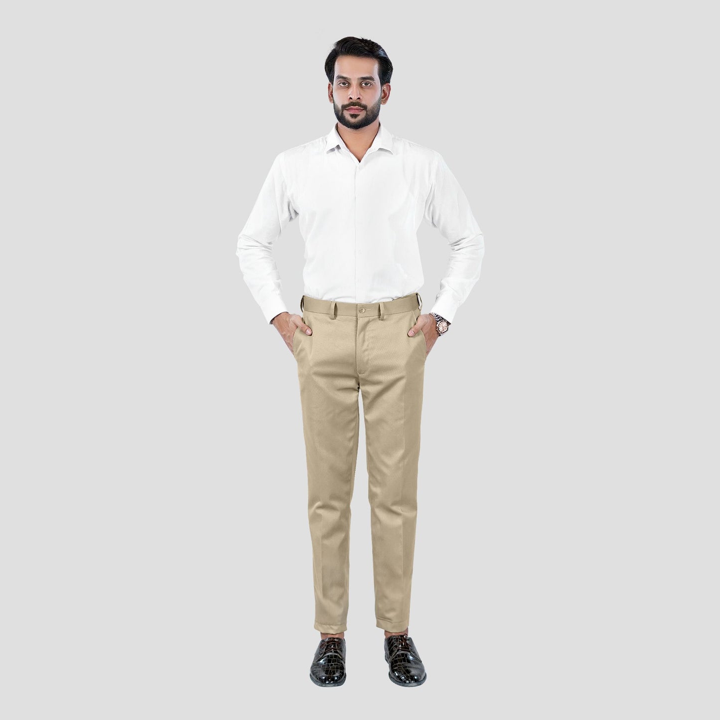 Basix Regular Fit Cotton Formal Dress Pant, Khaki
