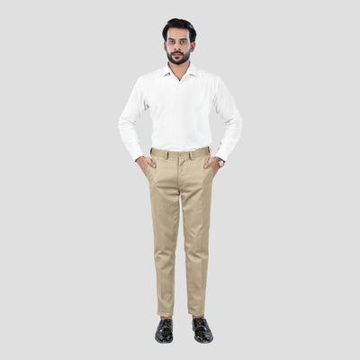 Basix Regular Fit Cotton Formal Dress Pant, Khaki