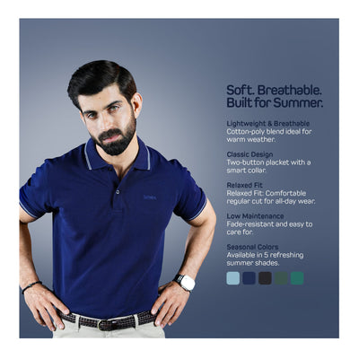 Basix Men's Cotton Polo T-Shirt  Navy Blue
