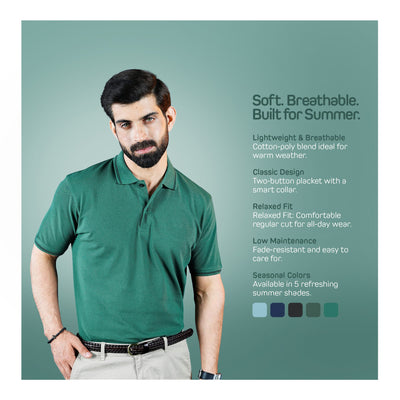Basix Men's Cotton Polo T-Shirt, Olive