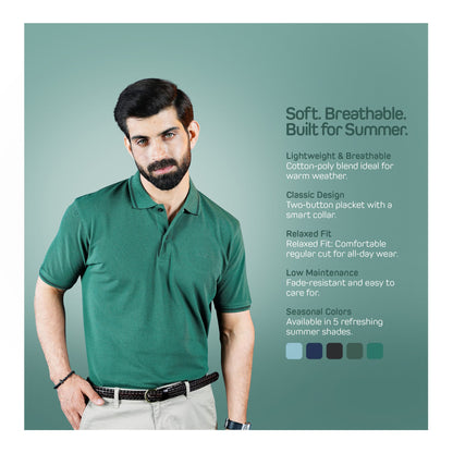 Basix Men's Cotton Polo T-Shirt, Olive