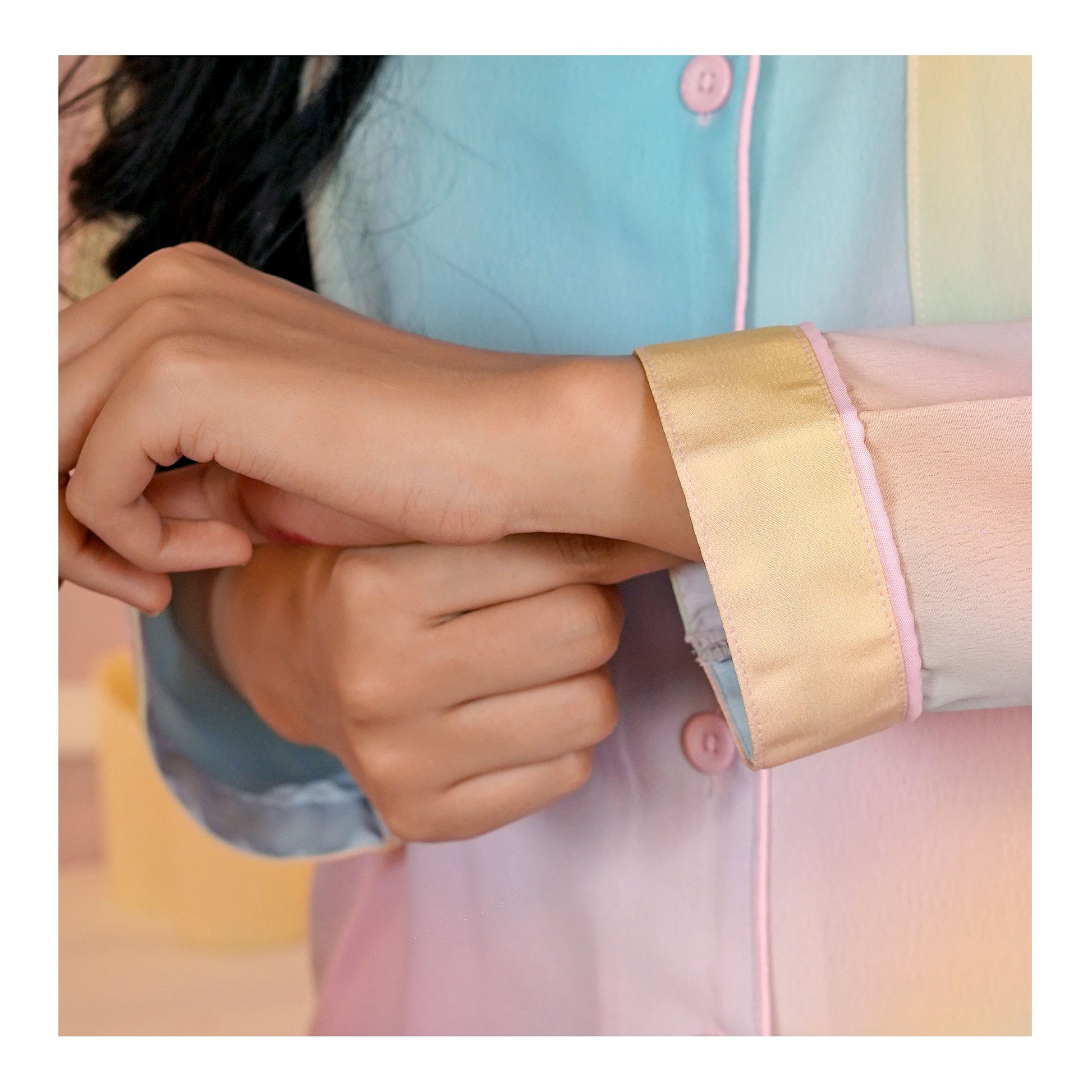 Basix Women's Digital Crepe Loungewear Set, Pink, Turquoise & Lemon, LW-652