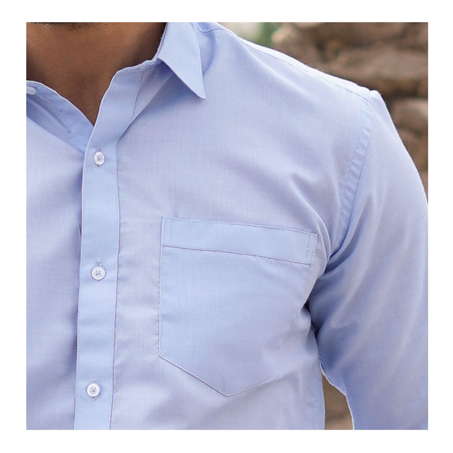 Basix Men's Textured Fabric Shirt, Sky Blue, MFS-111