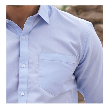 Basix Men's Textured Fabric Shirt, Sky Blue, MFS-111