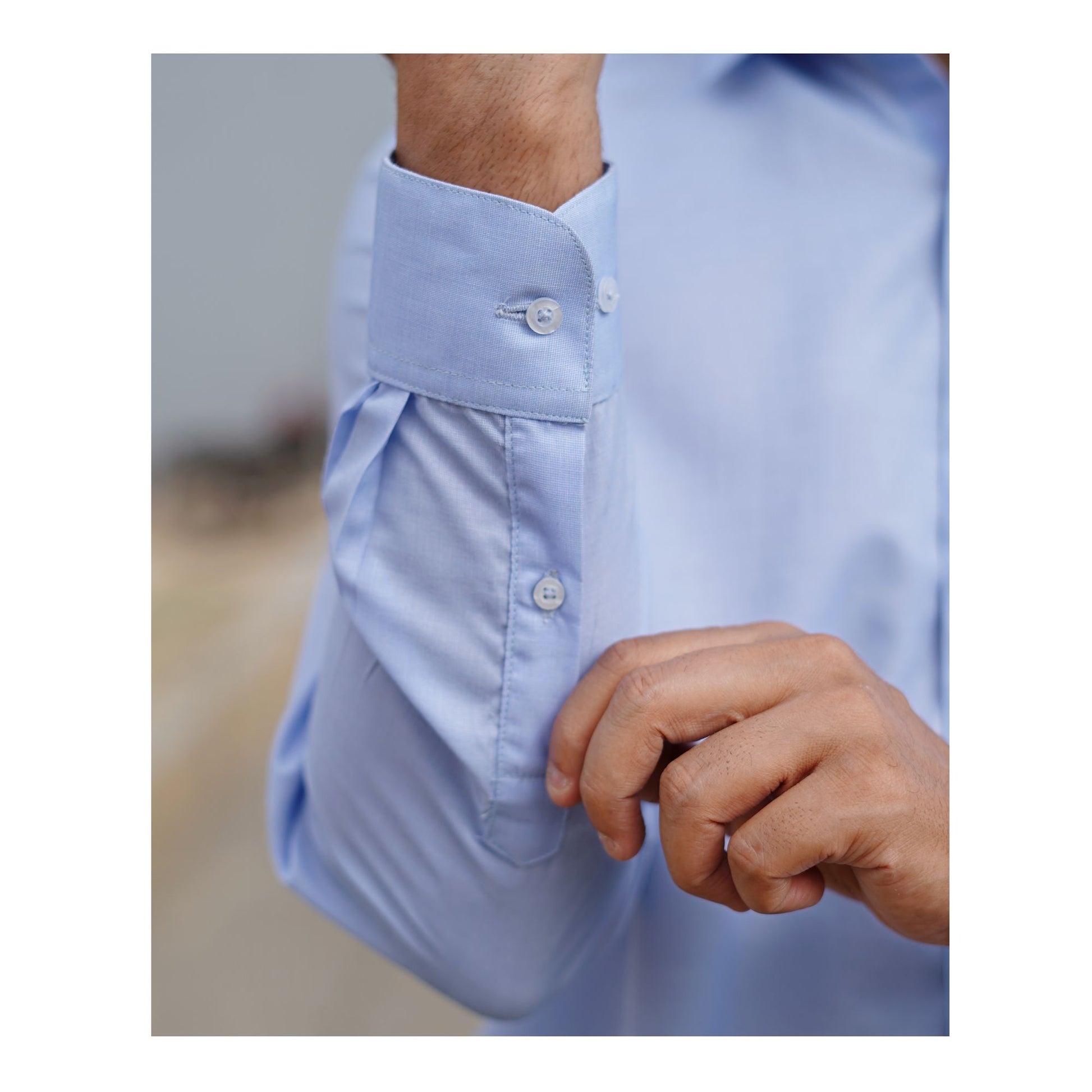 Basix Men's Textured Fabric Shirt, Sky Blue, MFS-111