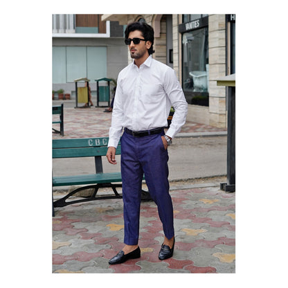 Basix Men's Cotton Wrinkle-Resistant Dobby Texture Shirt, White, MFS-112